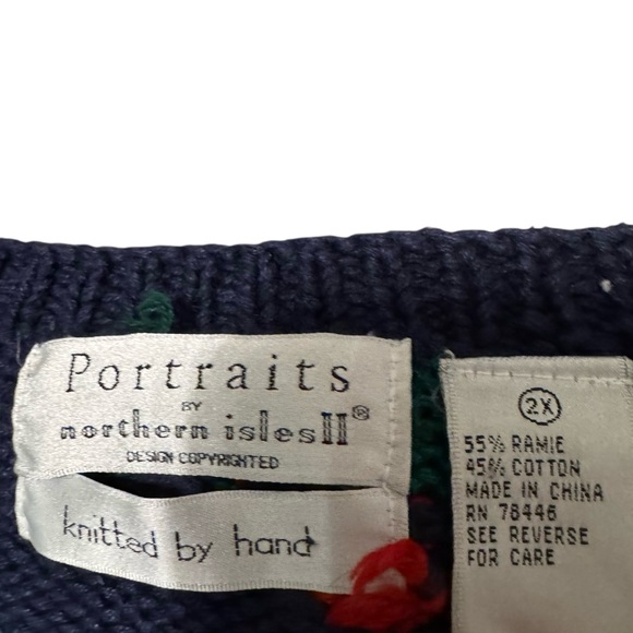 VTG Northern Isles Cardigan Sweater Hand Knit Women’s 2X Christmas Mistletoe - Picture 4 of 4